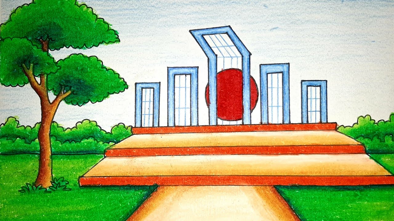 How to draw sohid minar .Sohid miner drawing step by step