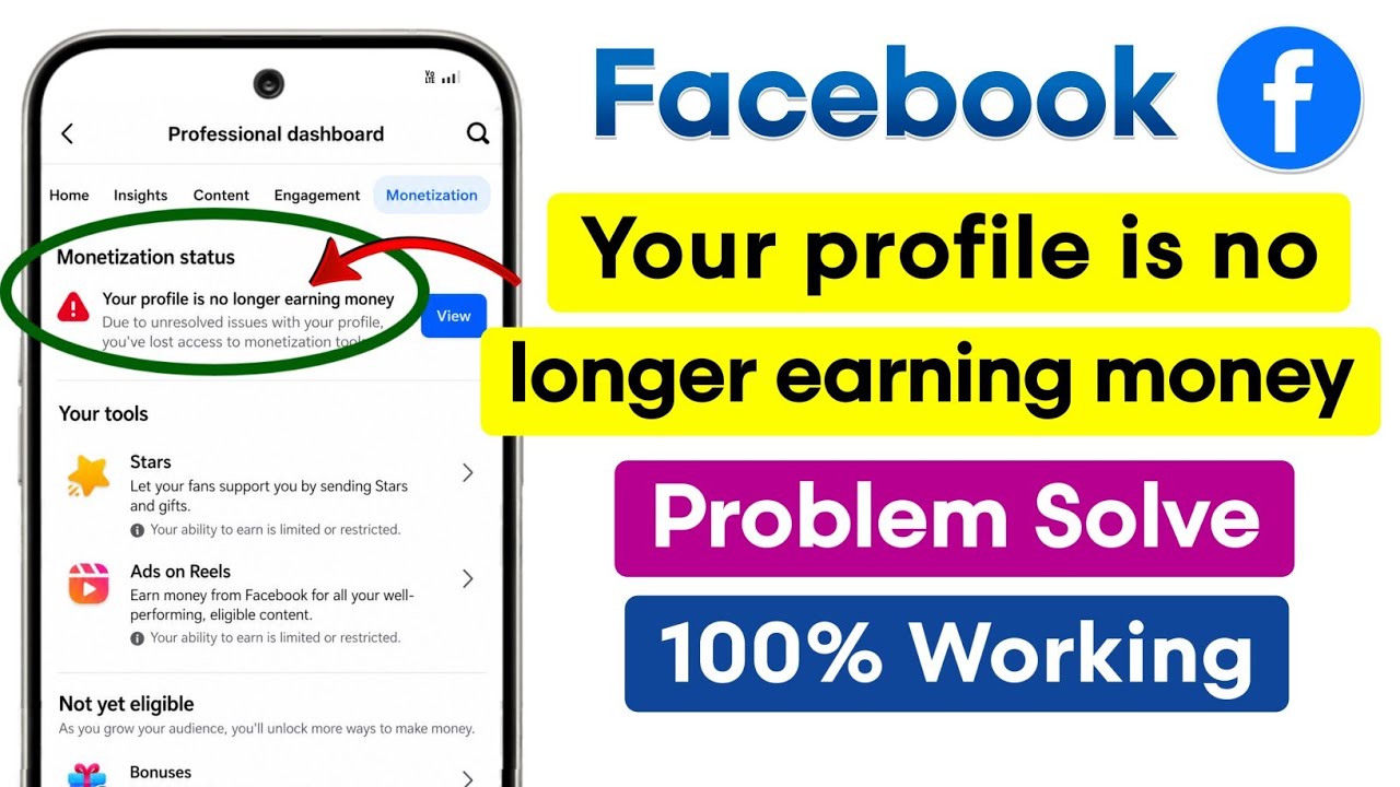 Facebook Your Profile Is No Longer Earning Money Problem Solve |Facebook Monetization Status Problem