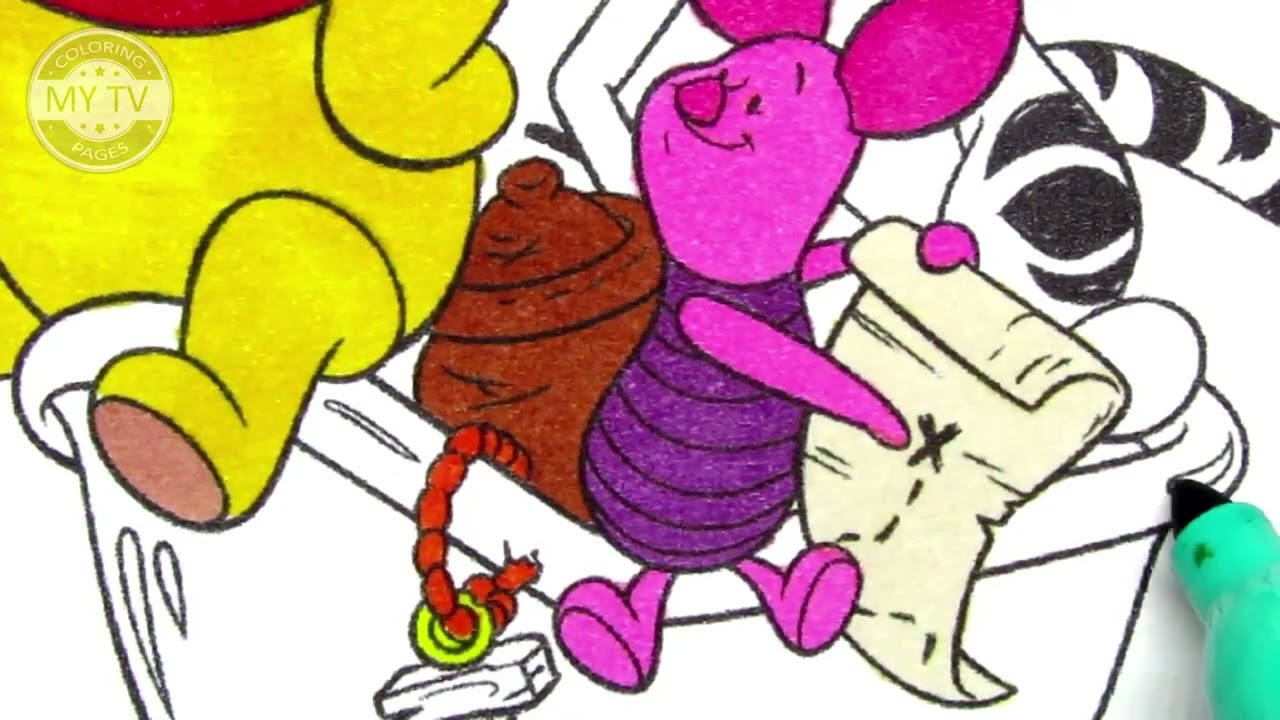 Coloring Winnie the Pooh and company play pirates   Coloring pages   Coloring book