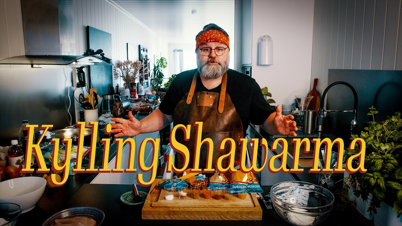 Kylling shawarma med hvitløksyoghurt og libabrød