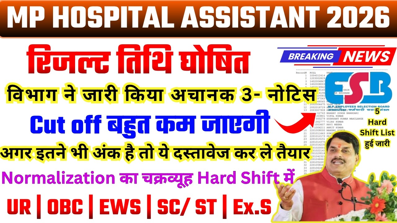 MP HOSPITAL ASSISTANT RESULT 2026 | MP HOSPITAL ASSISTANT CUT OFF 2026 | MP HOSPITAL ASSISTANT NEWS