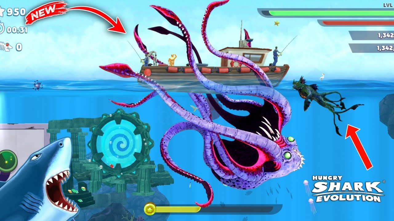 Hungry Shark Evolution - Enemy Kraken Unlocked | New Kraken Shark Gameplay 2025