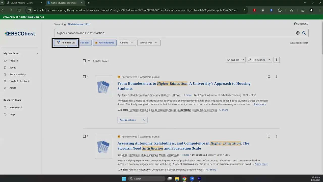 Использование базы данных EBSCOhost для ваших исследований