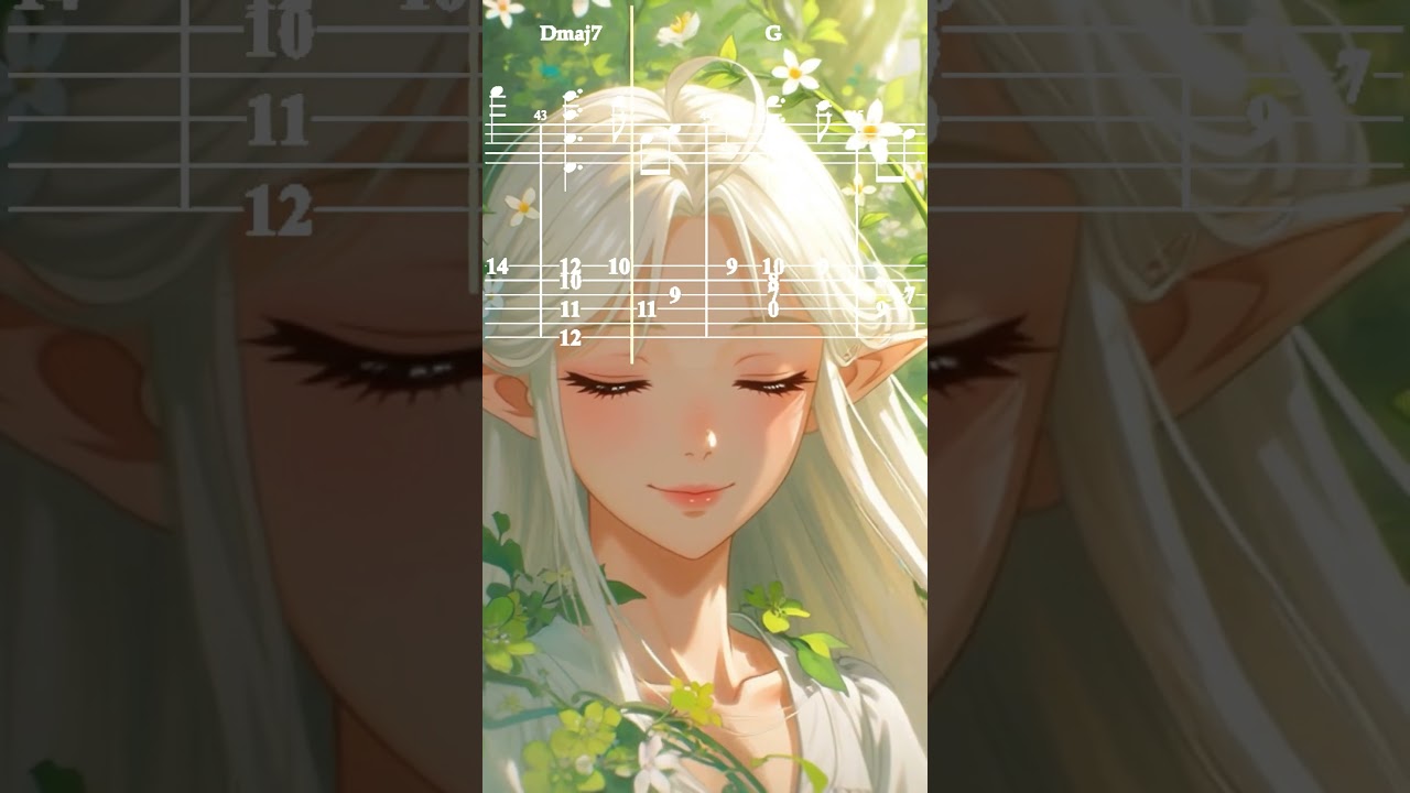 2-Minute Healing Solo Guitar Sketch #04 (TAB-PDF, Image Theme: Green)