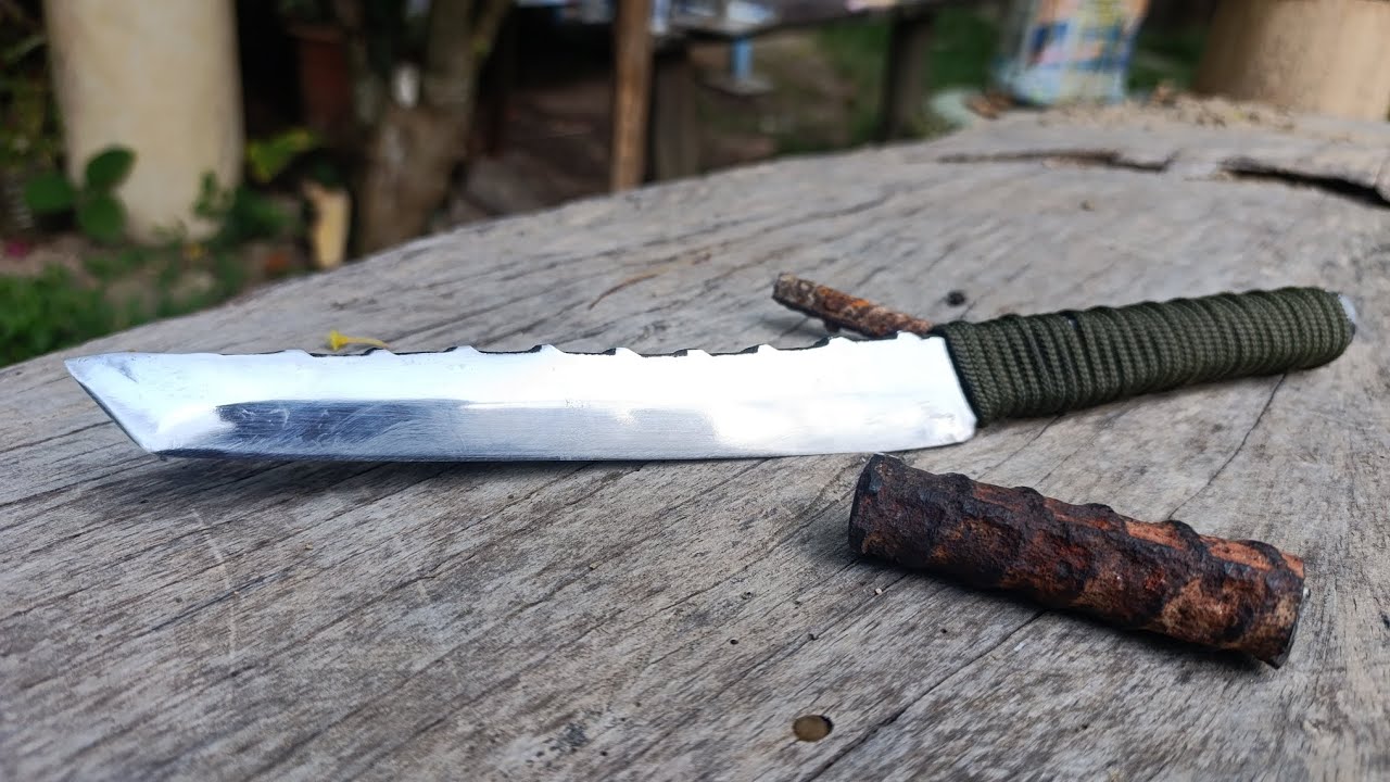 How to MAKE a JAPANESE tanto KNIFE from a rusty ROD