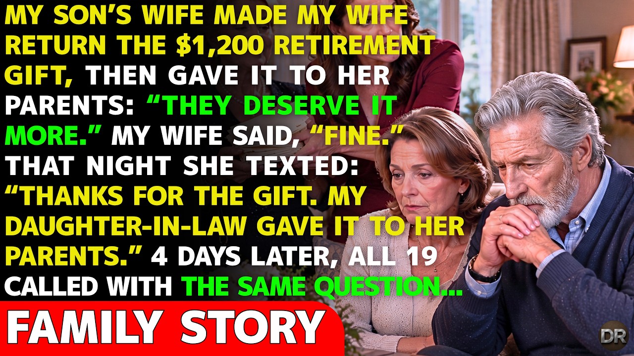 My Family Watched My Son&rsquo;s Wife Take My Wife&rsquo;s $1,200 Retirement Gift&mdash;4 Days Later,...| Dad Returns