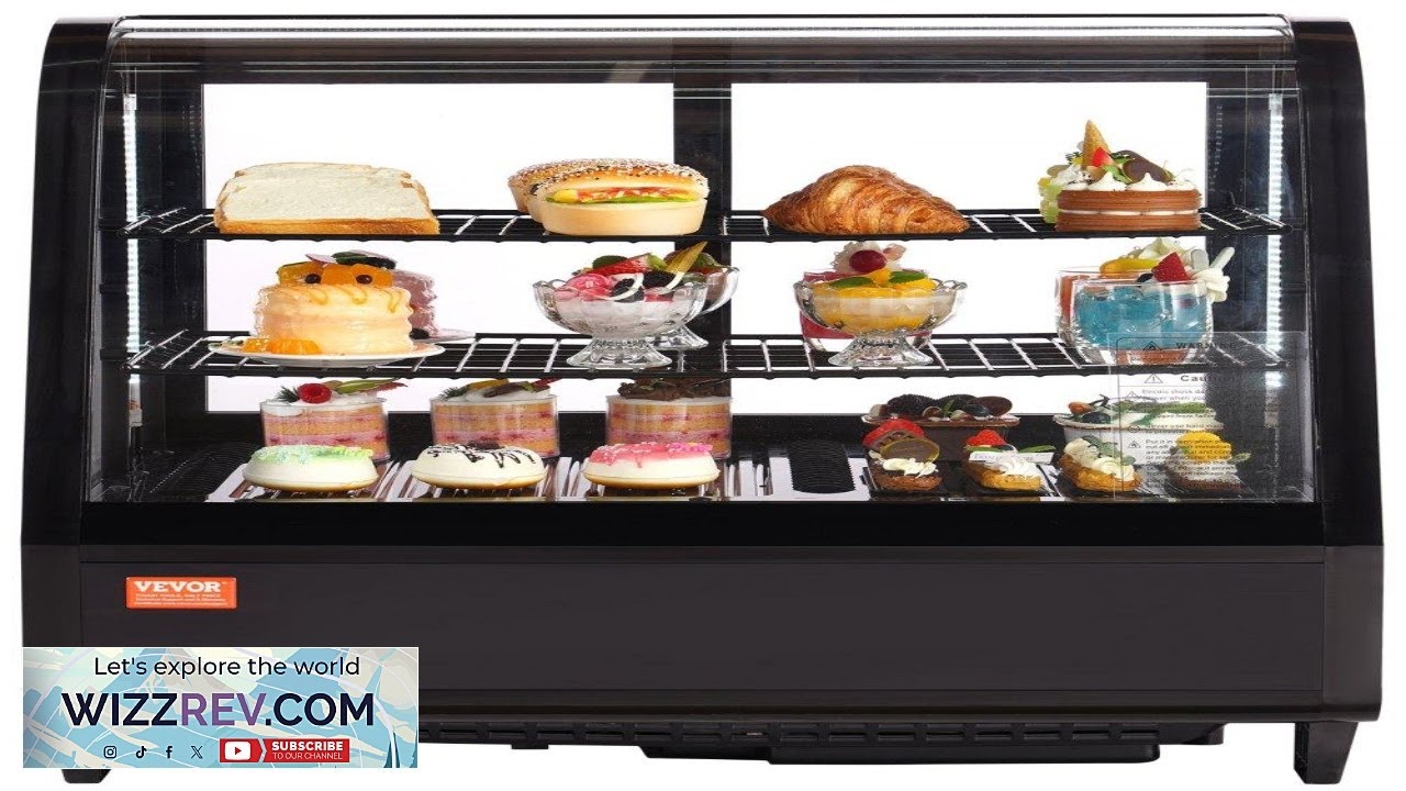 VEVOR Refrigerated Display Case 3.5 Cu.Ft. 100L 2 Tier Countertop Pastry Display Case