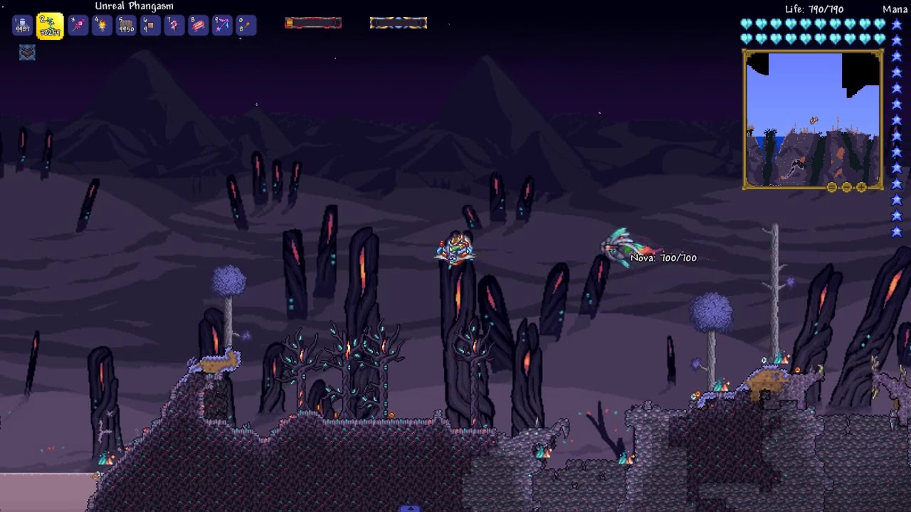 Terraria Calamiy Mod Astral Corruption Biome (CC on for commentary)
