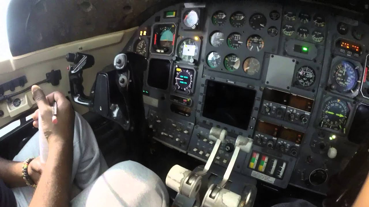 Inside Lear 35 cockpit
