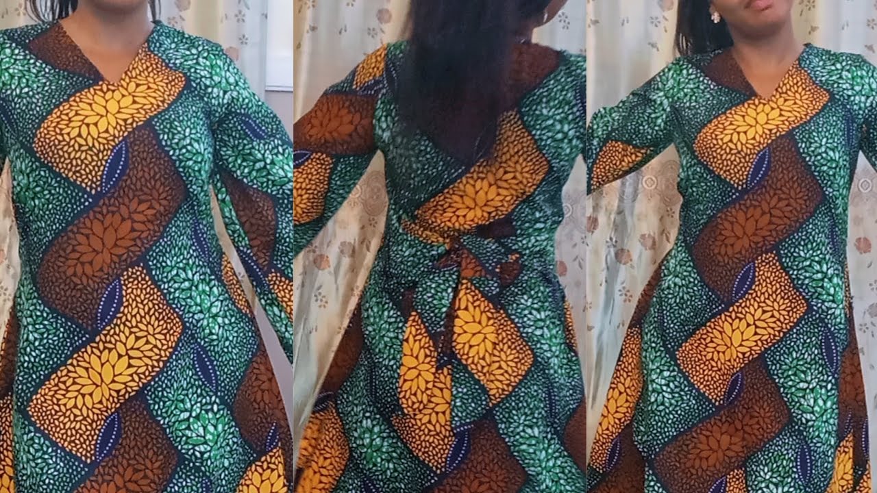 How to  draft , cut and sew a trendy A line dress with ropes to tie at the back and bell sleeves 