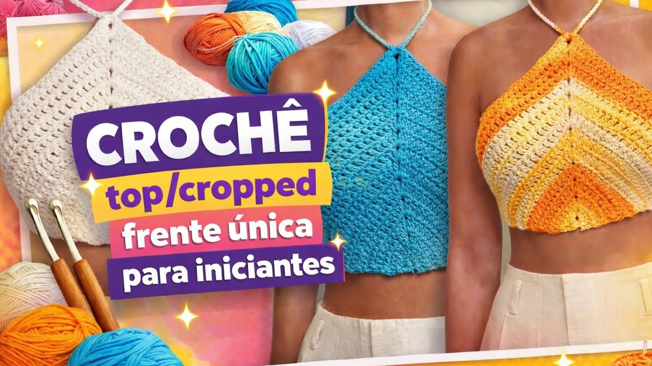 Top/cropped frente única para iniciantes passo a passo #crochettutorial #croped #crochet 