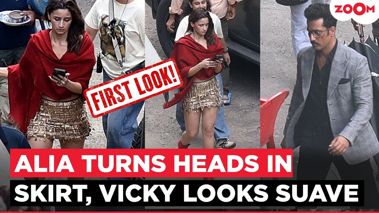 FIRST LOOK! Alia Bhatt Turns Heads in Golden Skirt, Vicky Kaushal Looks Suave on 'Love And War' Set