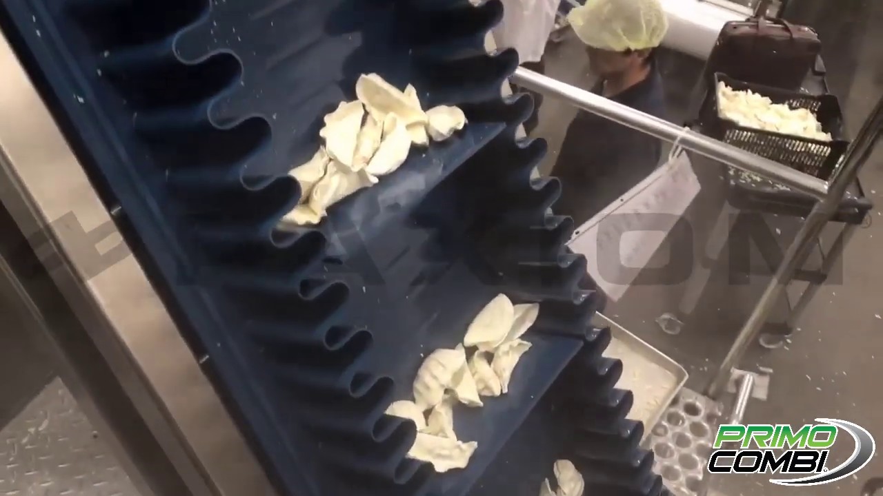 Frozen dumpling and pasta weighing, pouch filling and packaging machine