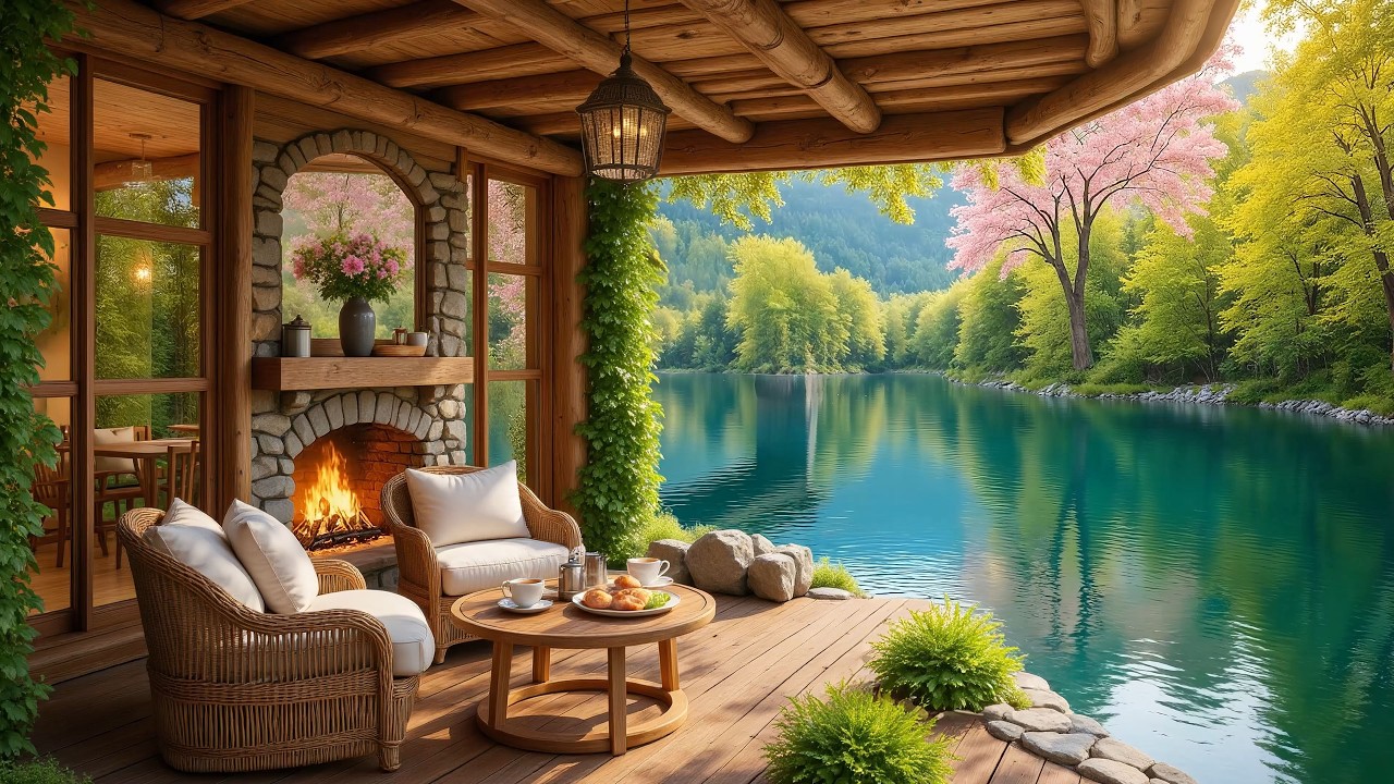 Calm Spring Music By Lakeside 🌸🌲 Soft Piano Music To Melt Stress & Bring The Mind Back To Balance