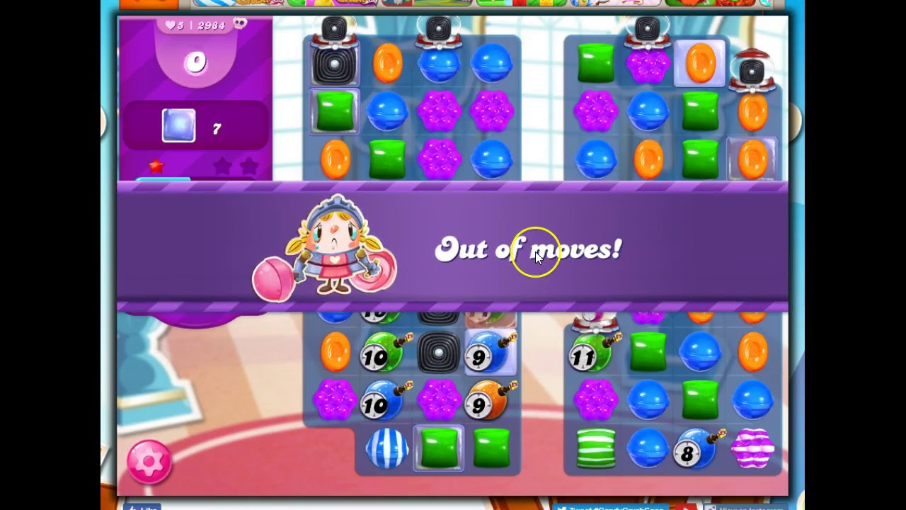 Candy Crush Level 2984 Talkthrough, 18 Moves 0 Boosters