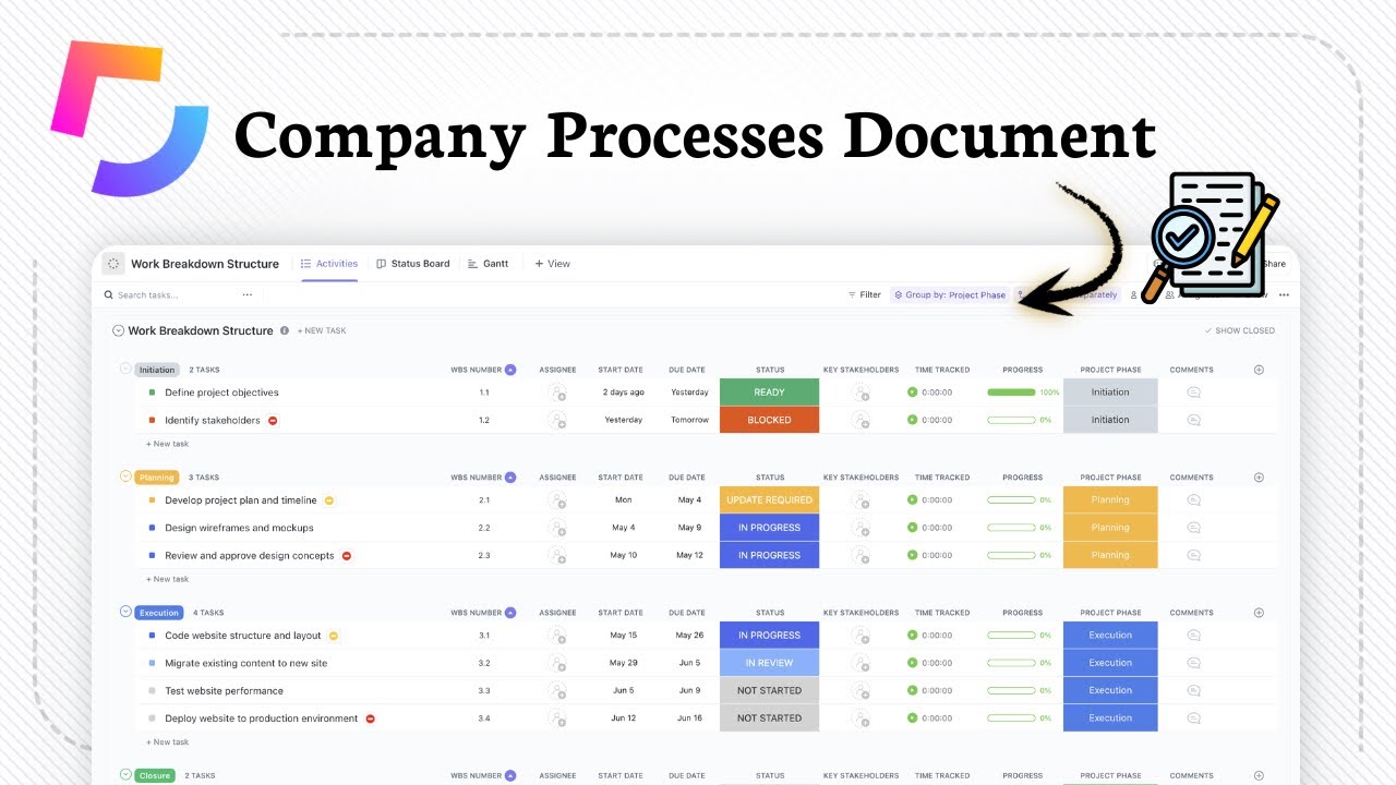How to Use ClickUp for Company Processes Document