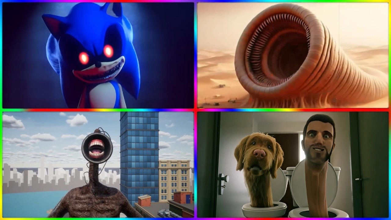 Sonic .Exe   🆚 Cartoon Worm 🆚 Siren Head 🆚 Skibidi Toilet   🎶 Tiles Hop EDM Rush2