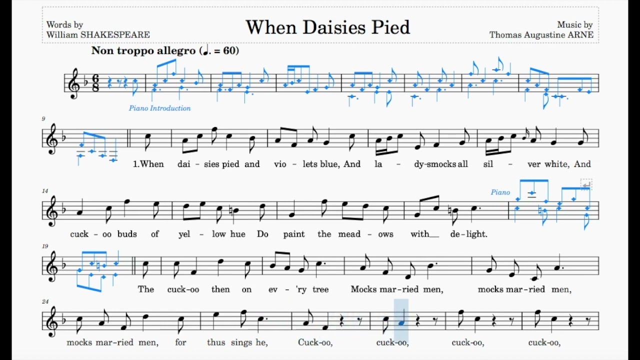 When Daisies Pied (Arne) | F Major | ABRSM & Trinity Grade 4 | List A & Group B | Sing-Along