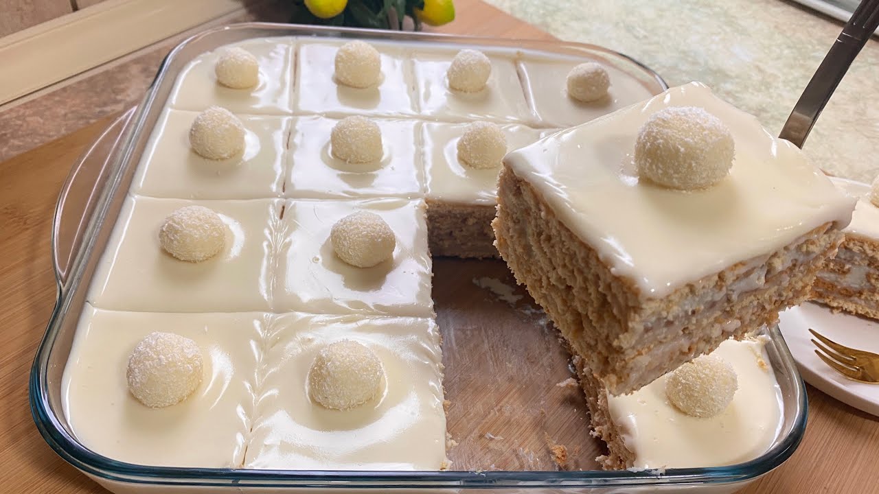 Torte e lehte pa pjekje gati per iftar vetem per 30 min!Easy no bake  rafello cake recipe!