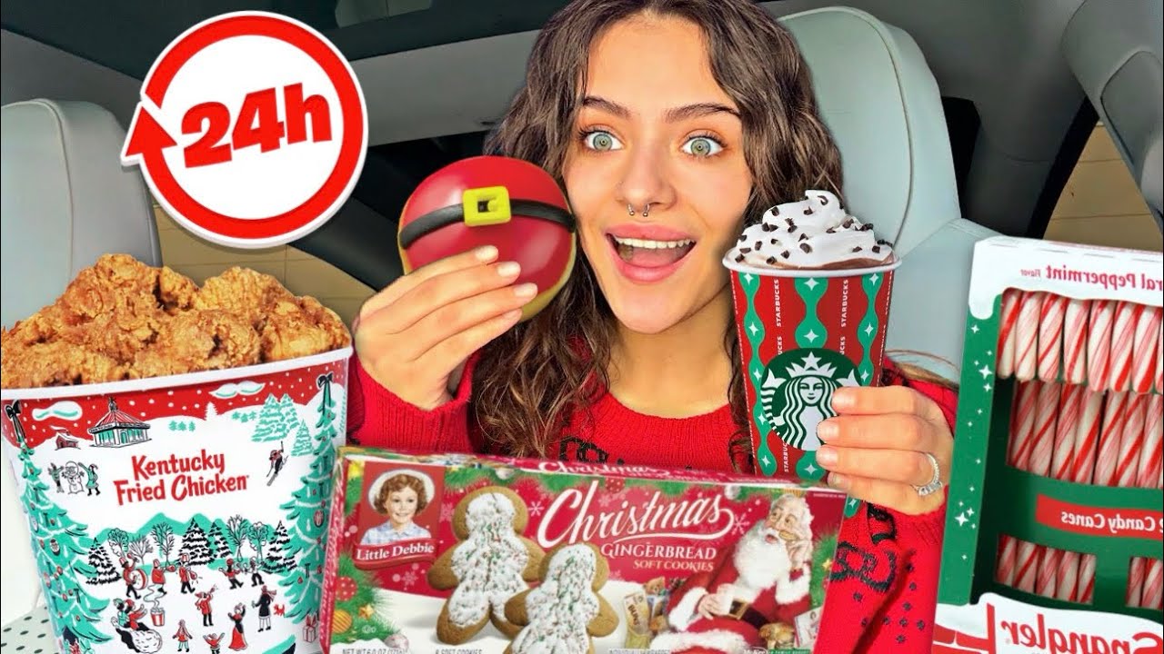 Eating ONLY CHRISTMAS FOOD For 24 Hours !!