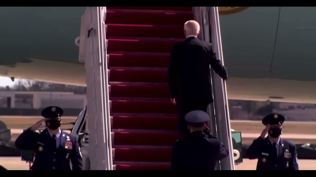 President Biden trips and falls three times