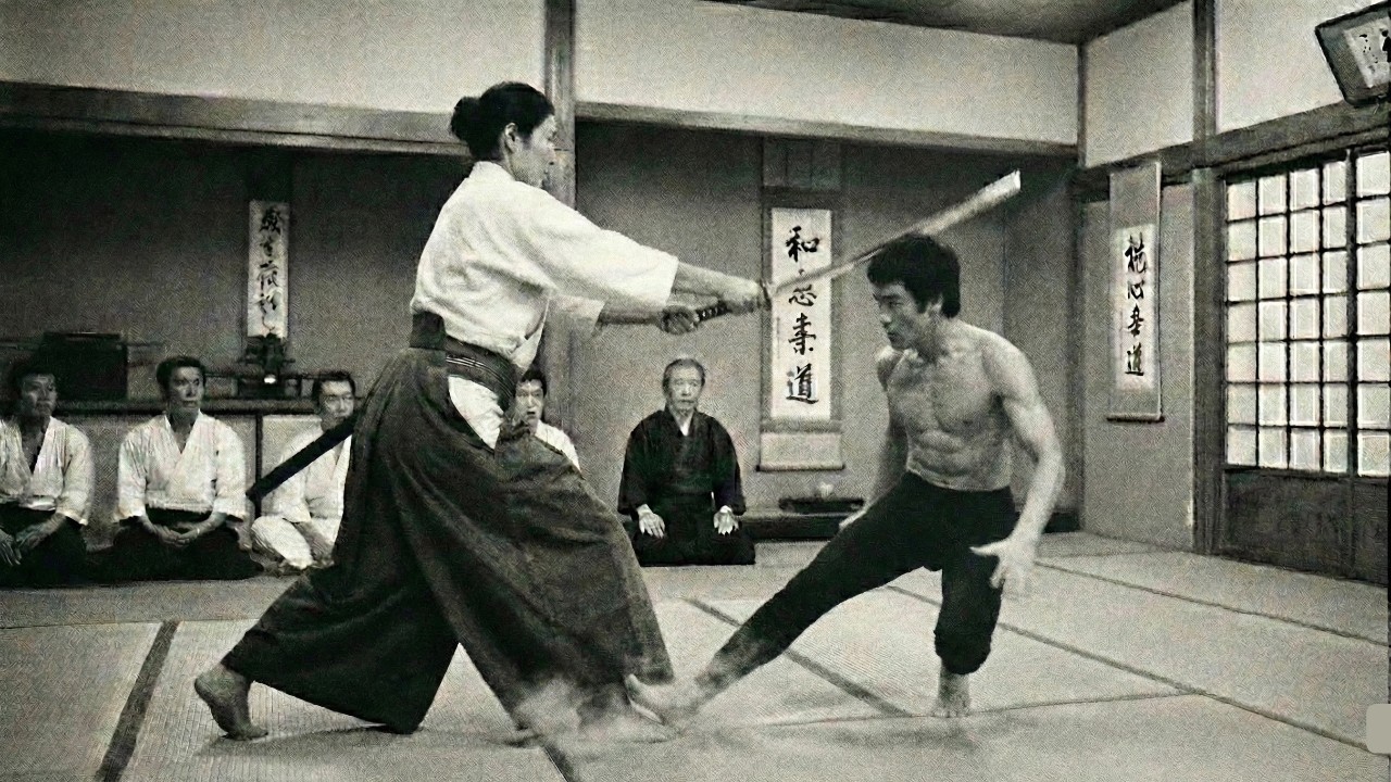 Bruce Lee Wyzwany Przez Mistrzynię Samurajską Z Mieczem Pokonał Ją Gołymi Rękami 1971 — Tokio