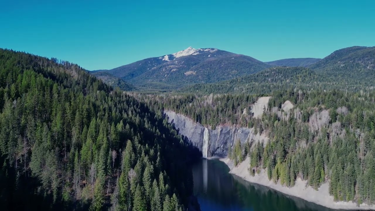 Flight to Pend O'reille River waterfall