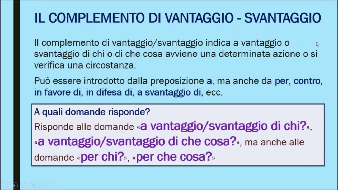 Complemento di vantaggio o svantaggio