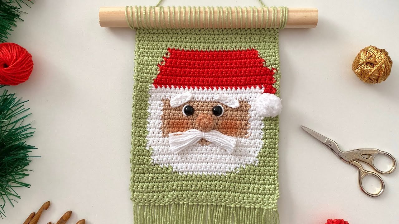 FLÂMULA DE CROCHÊ AMIGURUMI – PAPAI NOEL PASSO A PASSO COMPLETO GRATUITO
