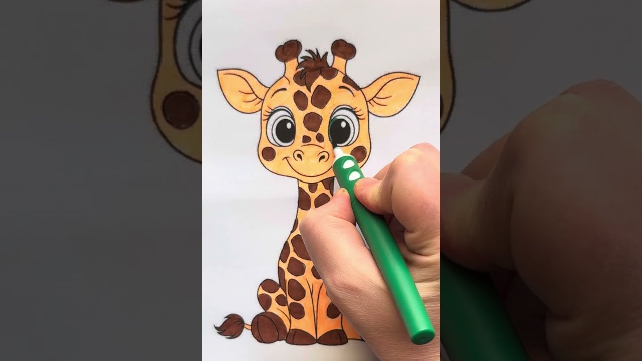 cute baby giraffe drawing, coloring and painting for kids and toddlers. 🦒