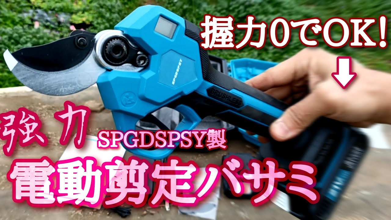 【剪定10倍速】握力0で太枝がスパスパ！SPGDSPSY製電動バサミの衝撃！