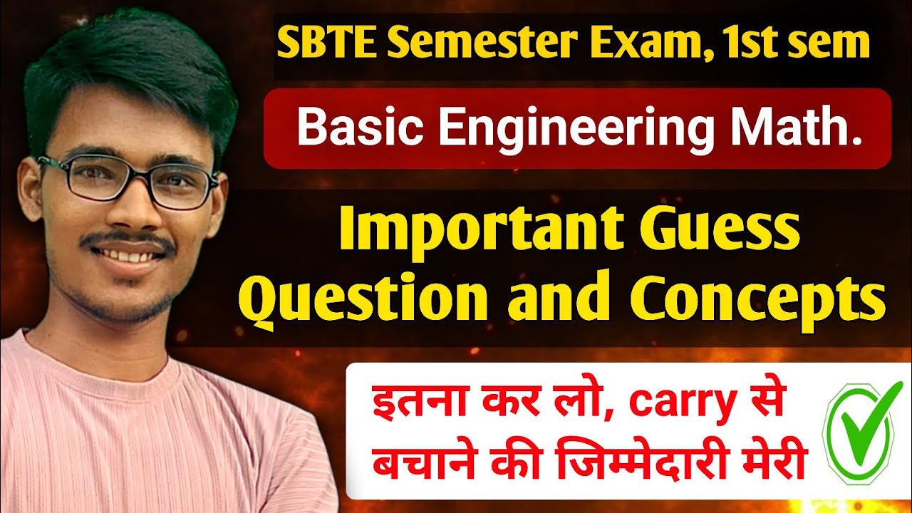 Basic Engineering Mathematics important guess questions and concepts | Math vvi question #sbte #exam