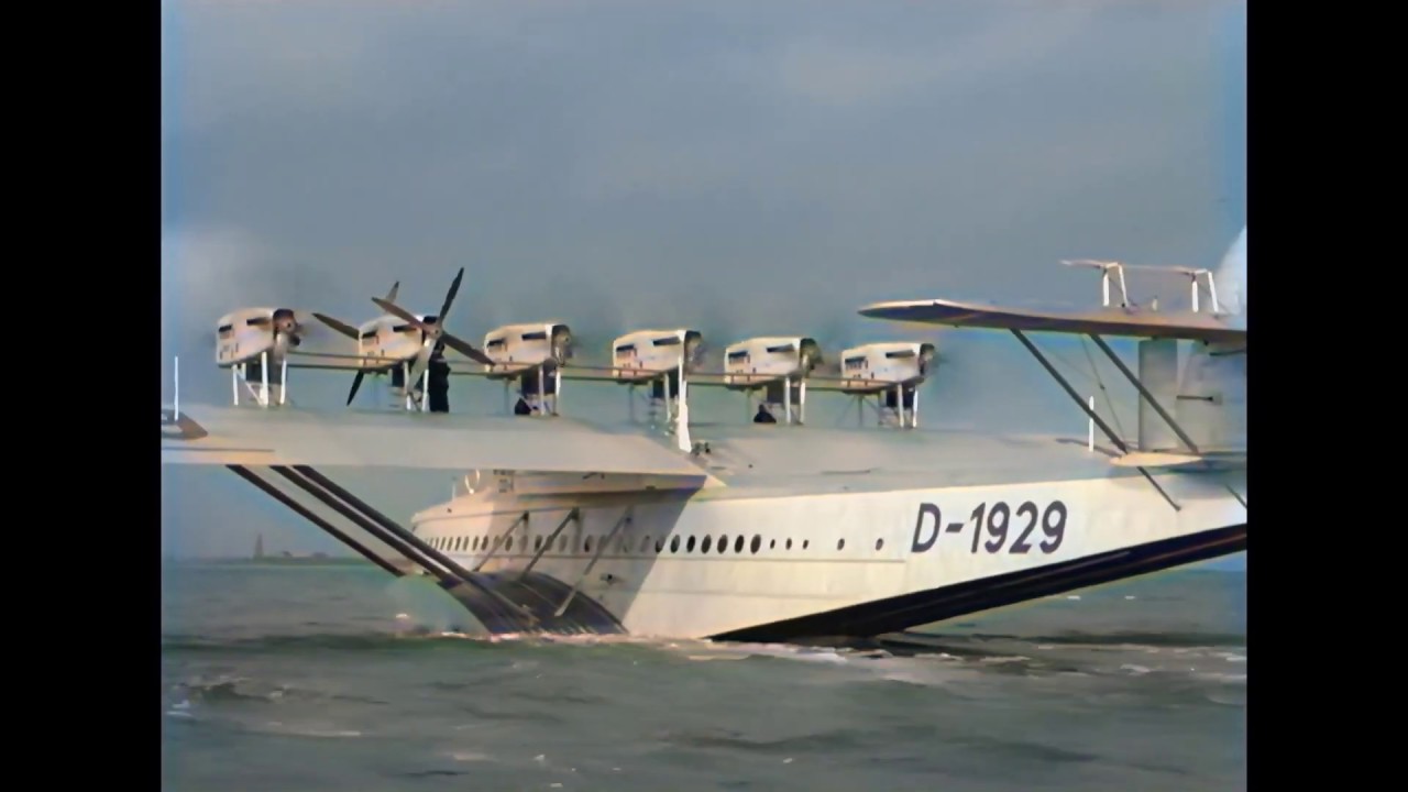 DeOldify Colorization: Dornier DO-X Waterplane D-1929 over Amsterdam in 1930 [HD]
