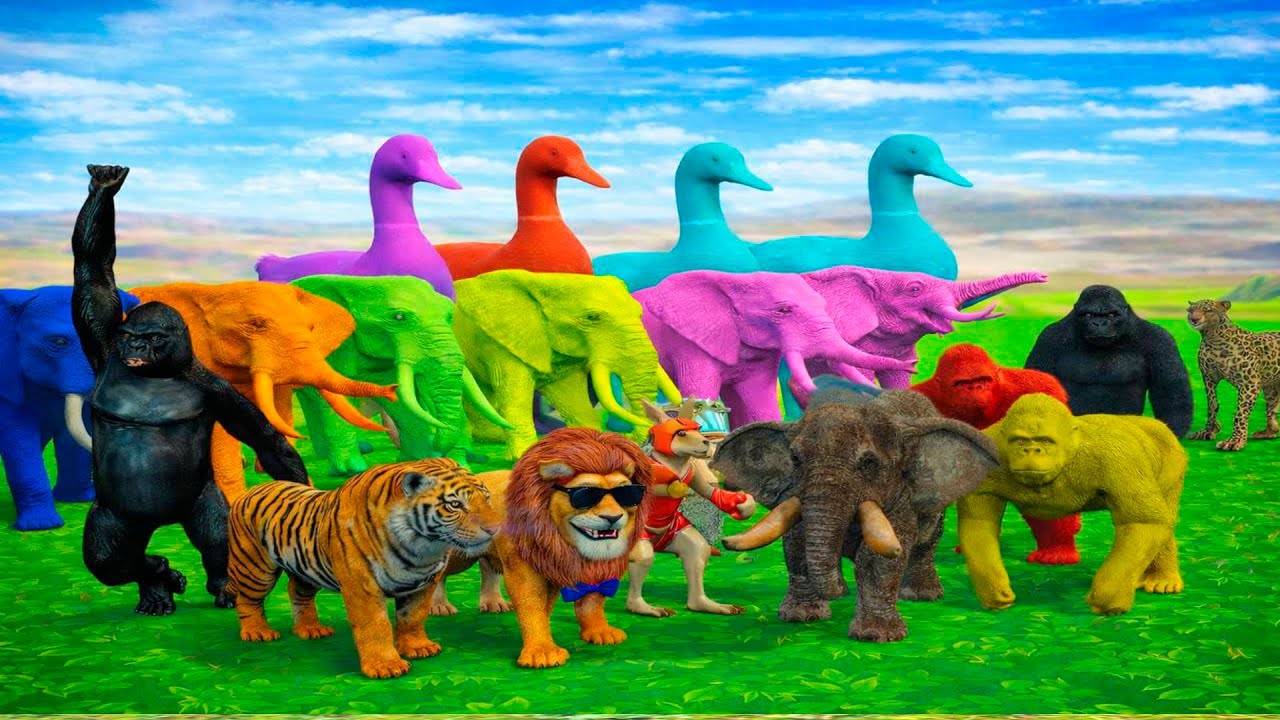 Long Slide Game With Elephant Gorilla Tiger 3d Animal Game Funny 3d Animals#28