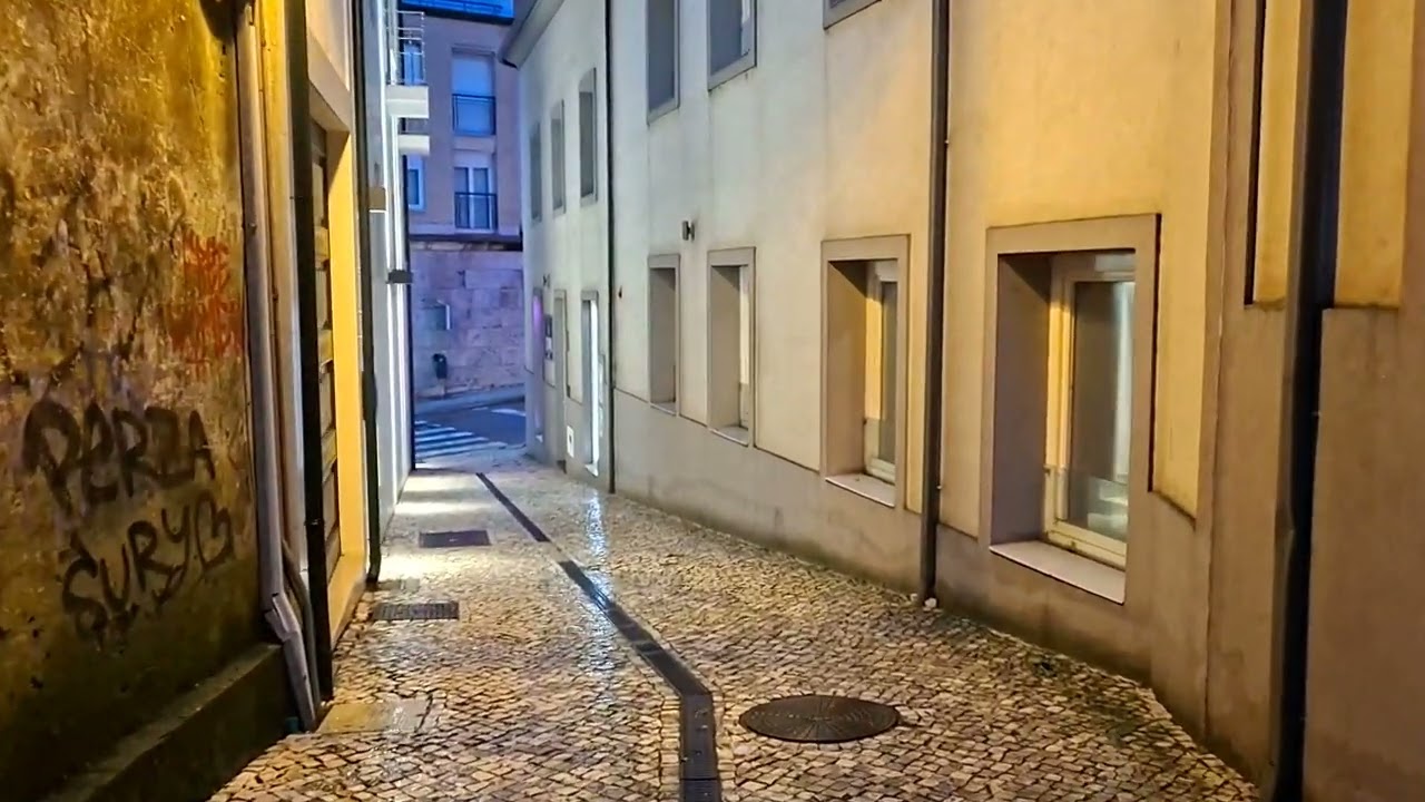 Walking in the rain in Aveiro, Portugal