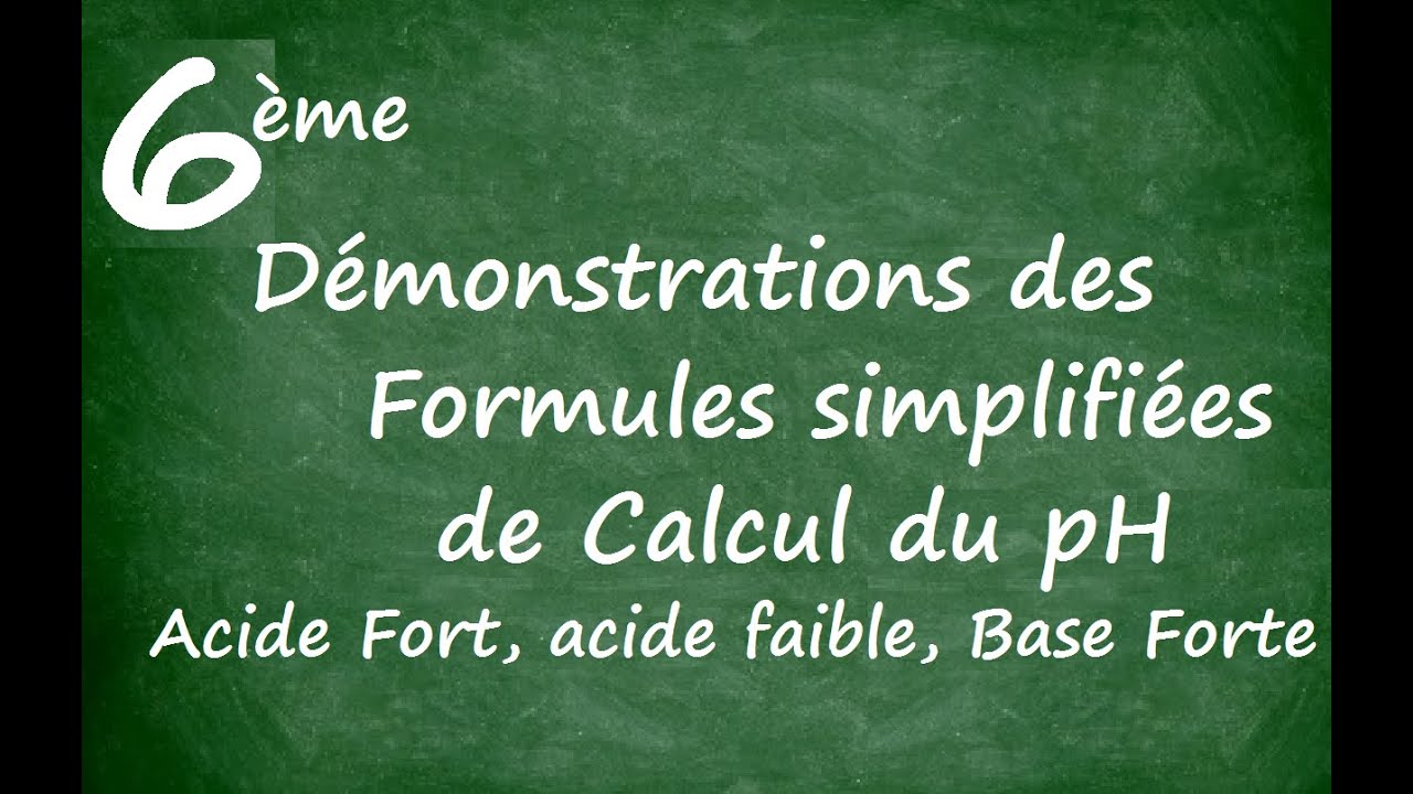 Formules de calcul du pH