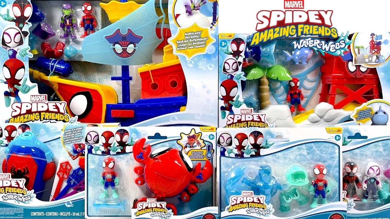 NEW Marvel Spidey and His Amazing Friends WATER WEBS Toy Collection Unboxing Review | ASMR
