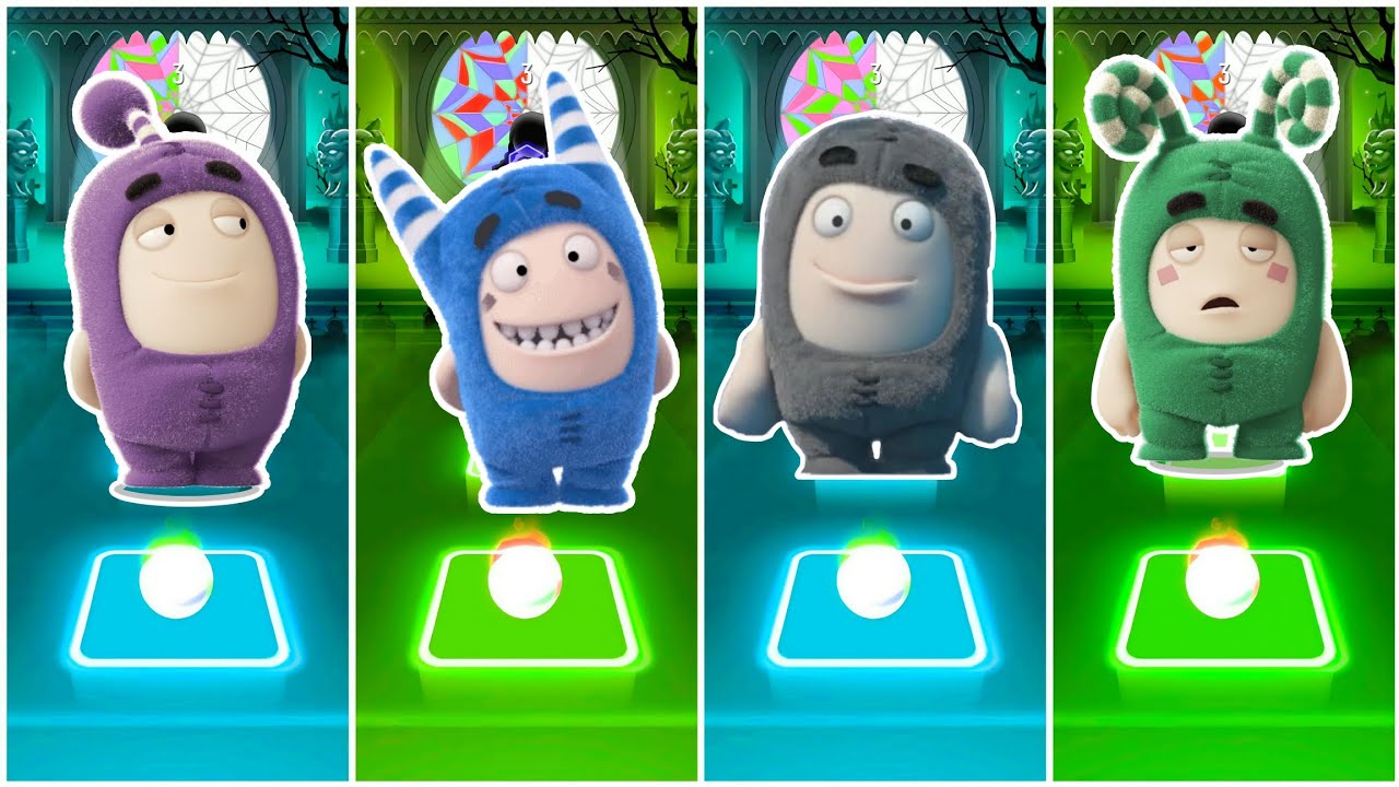 Oddbods Jeff VS Oddbods Pogo VS Oddbods Food VS Oddbods Zee - Tiles Hop Edm Rush 🎶