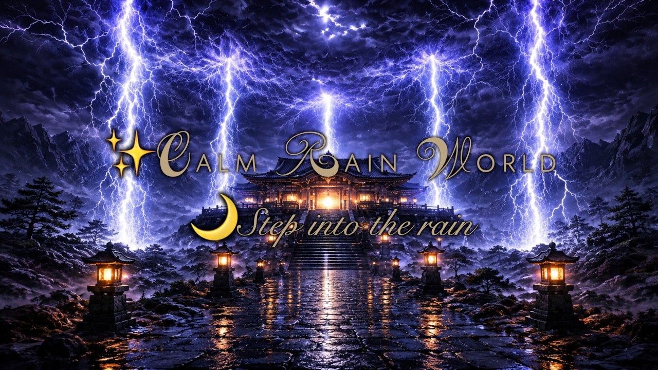 ⚡🏯 Thunder Shrine Rain for Deep Sleep | Epic Japanese Storm ASMR