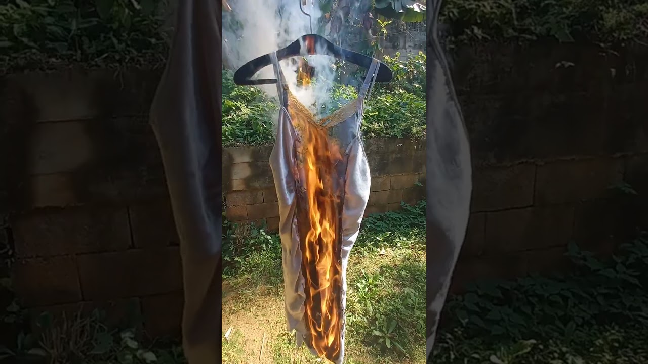 burning a silver satin nightgown until it melted! I hate burning satin!