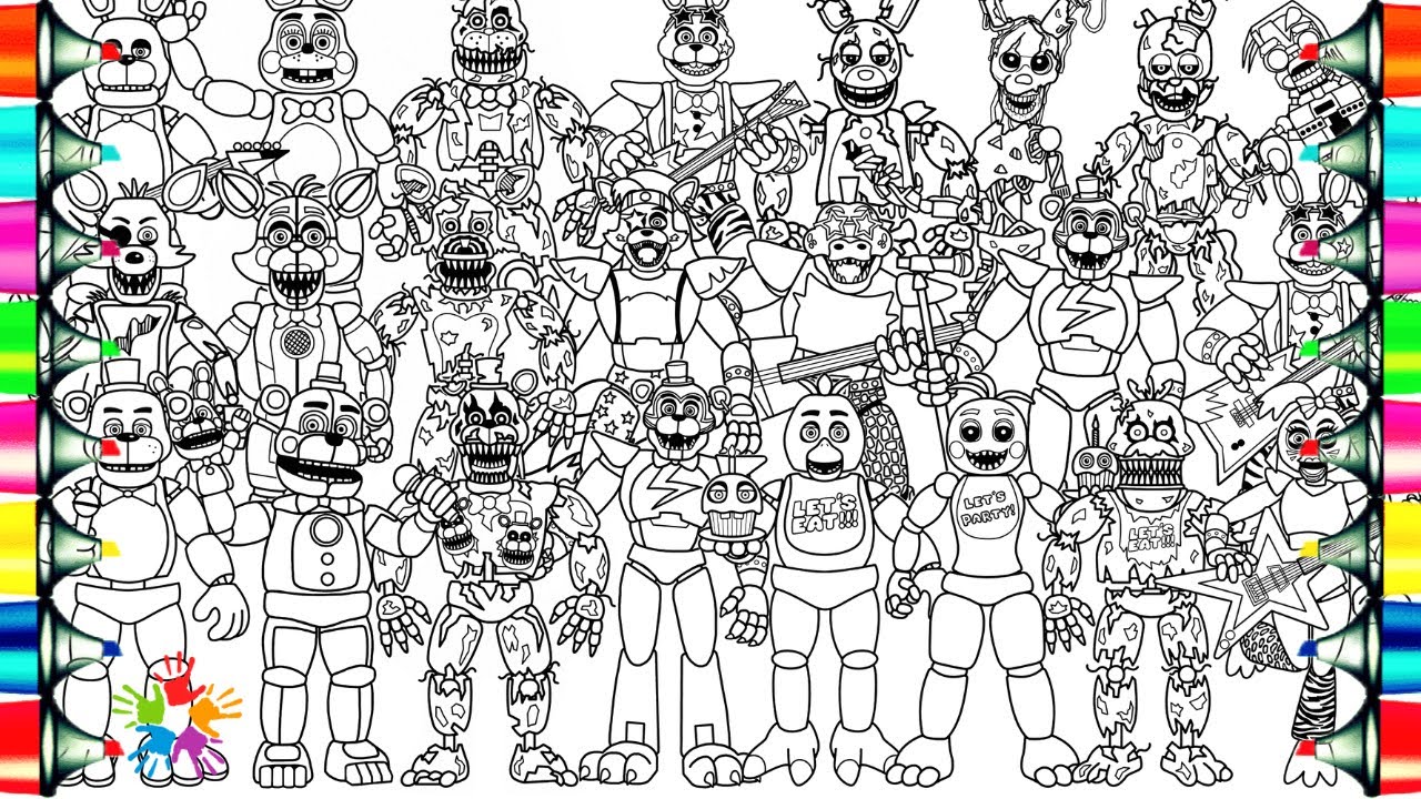 Five Nights at Freddy's Coloring Pages Mix / How To Color All Main Characters from FNAF / NCS Music
