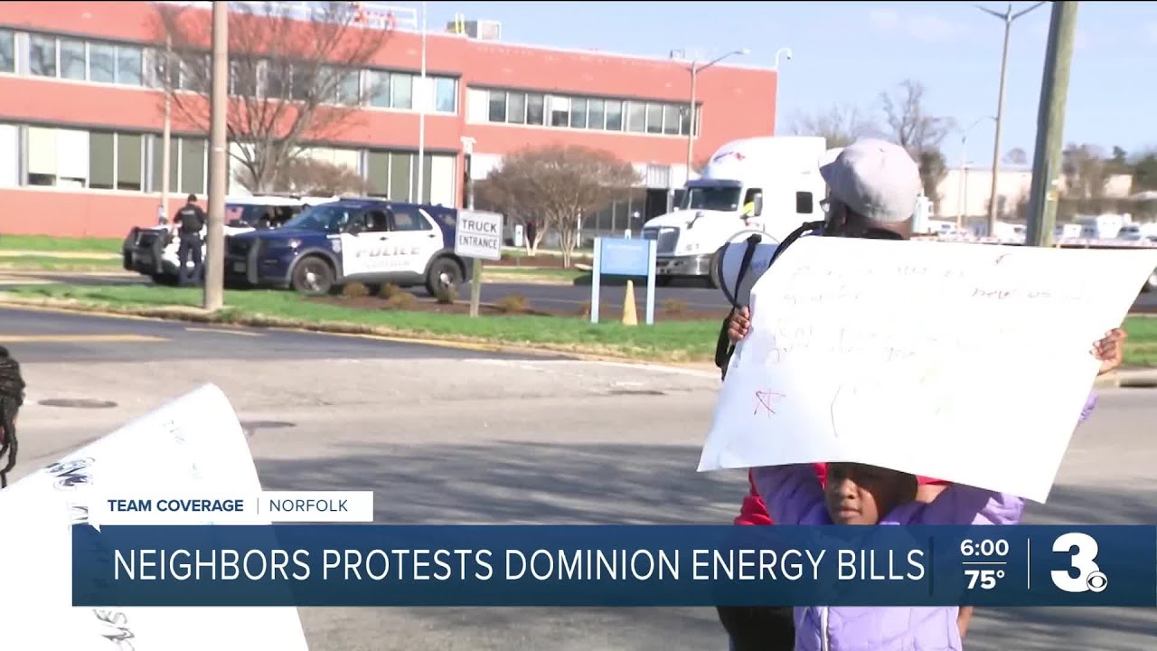 Dozens protest outside Dominion energy building over high power bills