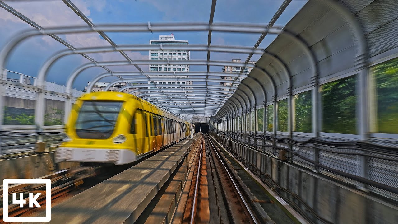 🚃 New Taipei MRT Yellow line all stations : 1 hour of fully automatic sky train | Taiwan 4K