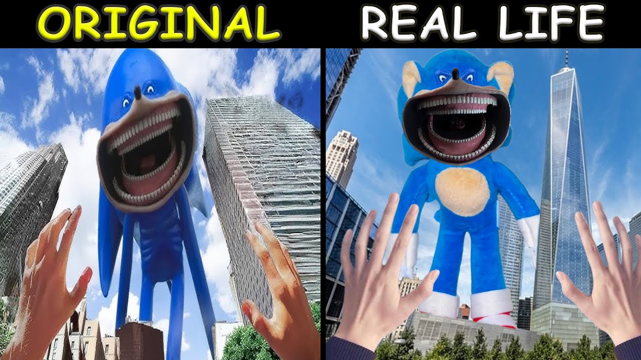 OMG! GIANT SHIN SONIC in the City | The Sonic Tapes Animation | Original vs Plush Toys