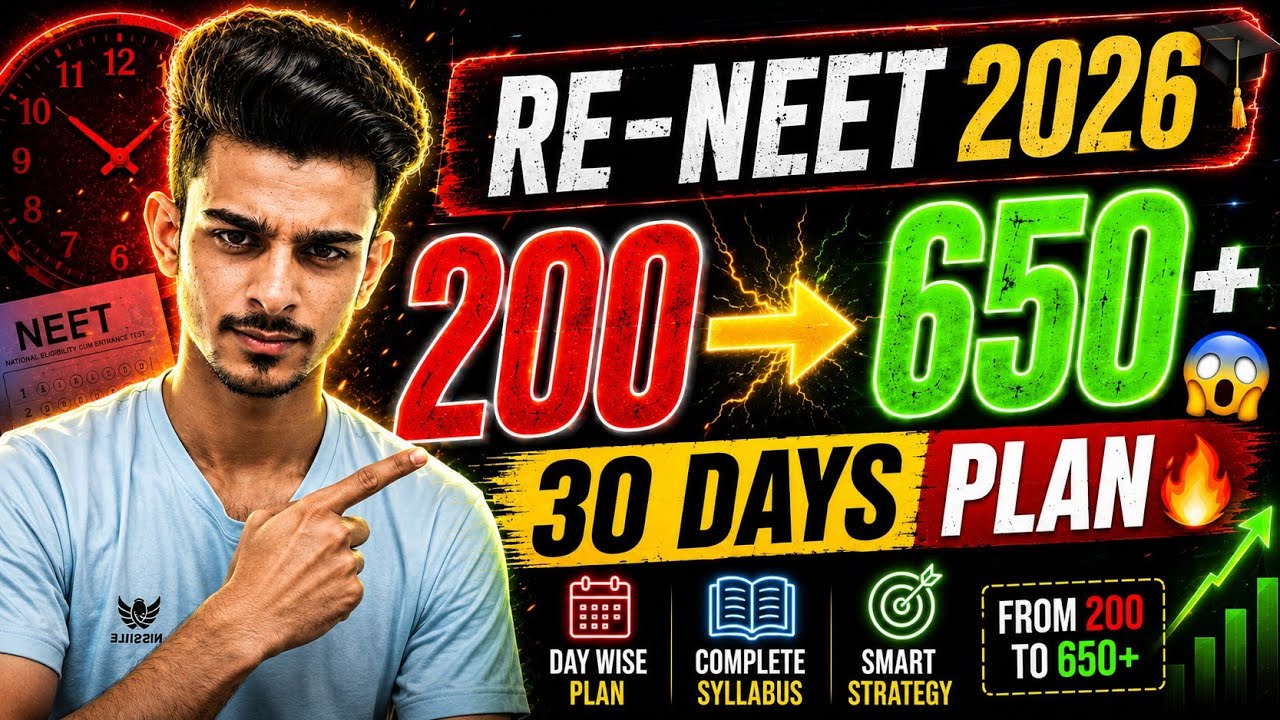 RE-NEET 2026 30 Days Plan 🔥 | 200 to 650+ Strategy | Last Month Study Plan | Full Roadmap