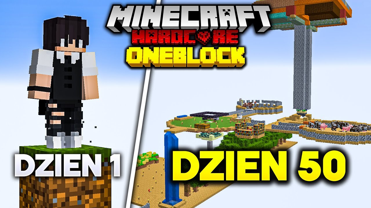 PRZETRWAŁEM 50 DNI NA JEDNYM BLOKU W MINECRAFT HARDCORE.. i STAŁO SIĘ TO