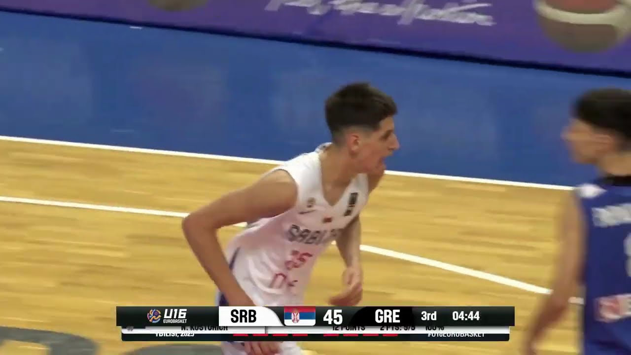NIKOLA KUSTURICA(2009):LEADS WITH BIG PERFORMANCES SERBIA TO SEMIFINALS.U16 EUROBASKET(RD 16 - QR 8)