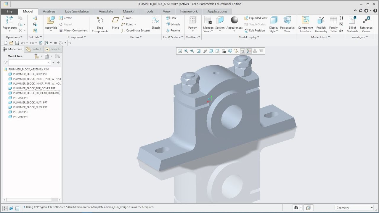 Plummer Block | Assembly | CREO Parametric 5.0