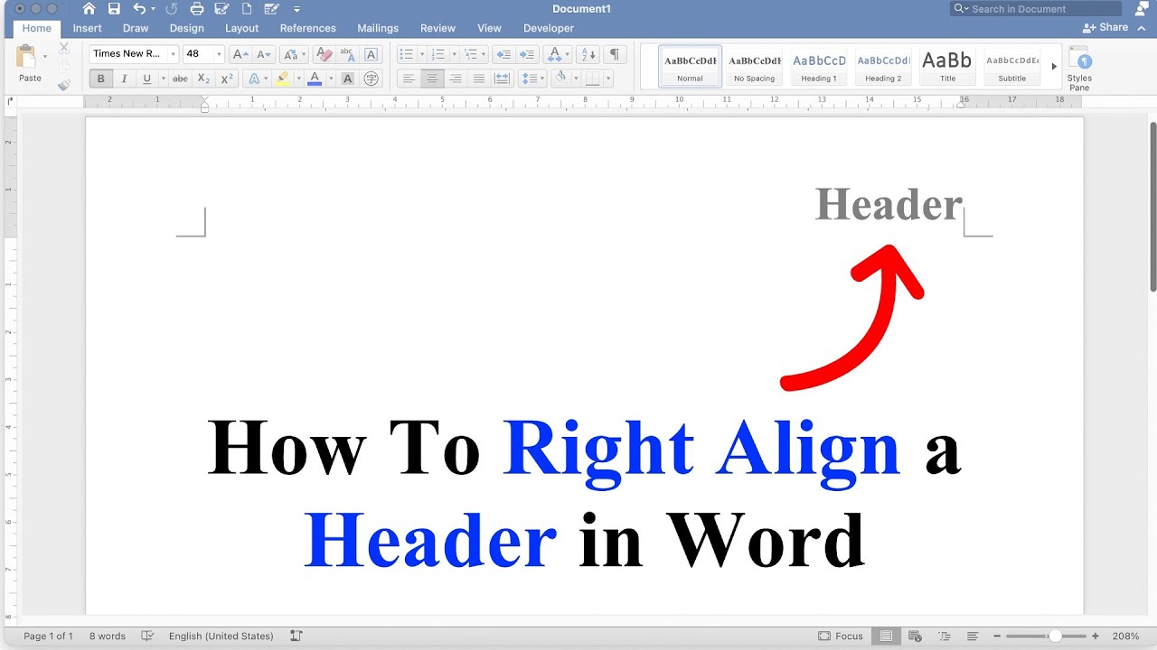How To Right Align a Header in Word
