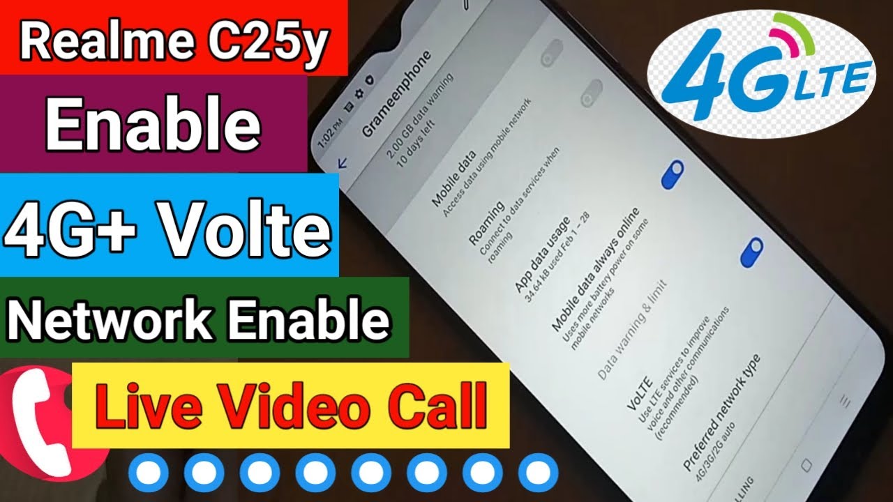 Realme c25y VoLTE and 4G network Enable // 4g VoLte problem fix